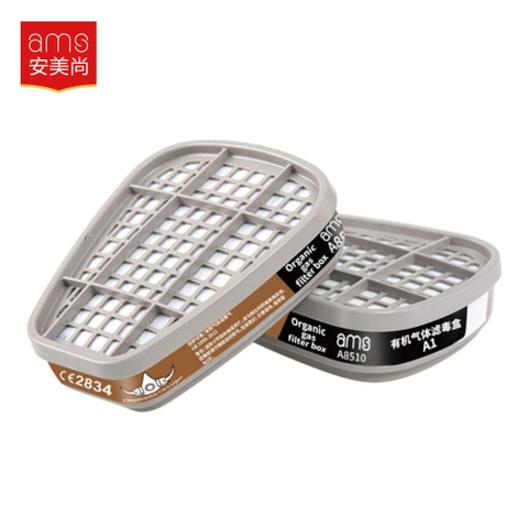 Hộp lọc Ams khí hữu cơ sơn, xăng, aceton EN14387 và GB2890-2022 quy cách A8510 cho mặt nạ