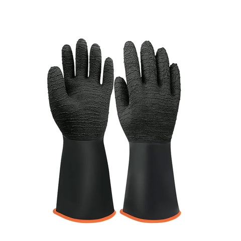 Găng tay cao su chống axit và kiềm hóa chất chống trơn có vây A535, A545, A555