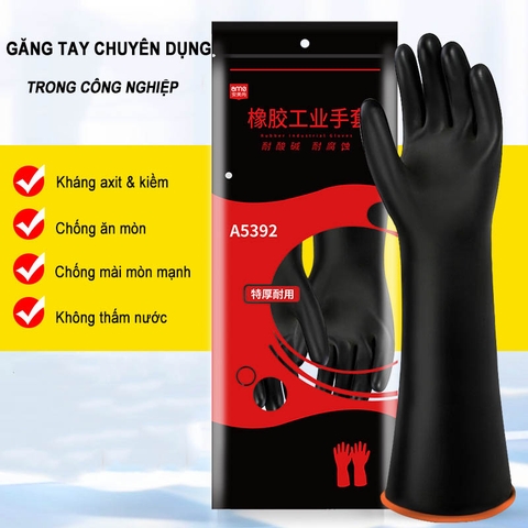 Bao tay chống hóa chất axit kiềm A5392 dài 45cm