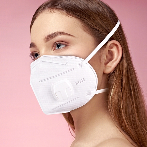 Khẩu Trang AMS KN95 Màu Trắng Chống Bụi Đeo Đầu Có Van Model: A9502V  hộp 25 chiếc