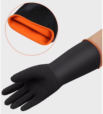 Găng tay cao su chống axit và kiềm hóa chất chống trơn có vây