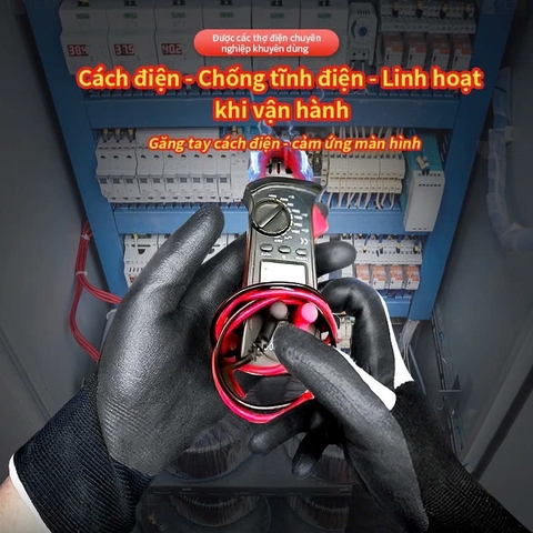 Găng tay Ams cách điện thợ điện, Găng tay cách nhiệt màn hình cảm ứng Nitrile siêu mỏng, Điện áp chịu được bền bỉ 400V 8mA Model: AMS502