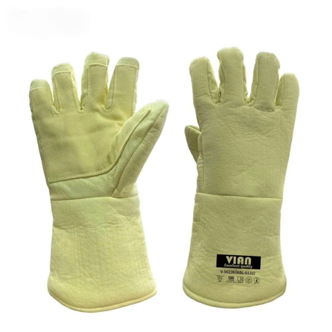 Găng tay chịu nhiệt 500 độ màu vàng be V-50236