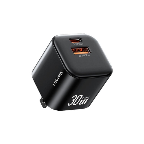 USAMS CC270 30W GaN Mini A+C Dual Ports Fast Charger (US) - JC Series - Black