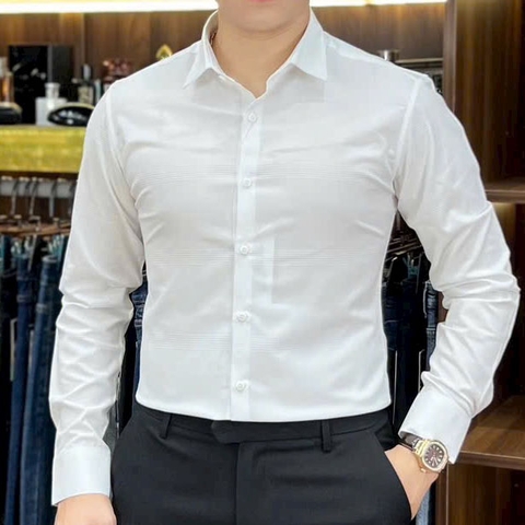 Sơ mi trắng kẻ chìm cao cấp SM-66688