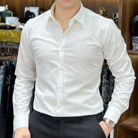Sơ mi trắng kẻ chìm cao cấp SM-66690