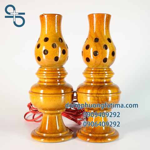 2 CÂY ĐÈN GỖ BÀN THỜ 19cm