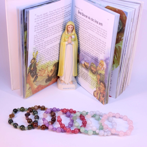 Vòng tay chuỗi mân côi 100% từ đá tự nhiên hạt 9li