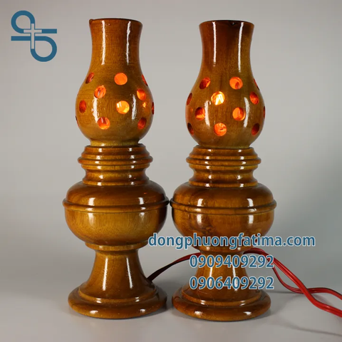 2 CÂY ĐÈN GỖ BÀN THỜ 19cm