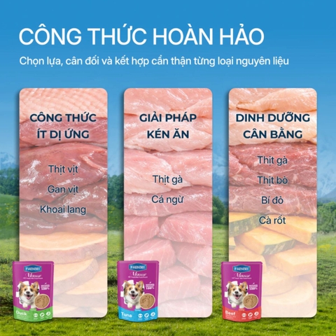 Pate Mousse Faenbei Cho Chó 130g Cao Cấp - Thức Ăn Ướt Dễ Tiêu Hóa, Bổ Sung Prebiotics & Omega 3