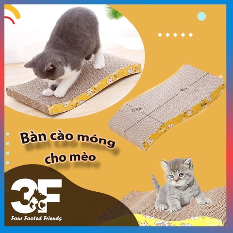3F Bàn Cào Móng Cho Mèo Kích Thước 44x21.5cm - Giúp Mèo Giải Trí & Bảo Vệ Đồ Dùng Trong Nhà - Chất Liệu Carton An Toàn - Di Chuyển Dễ Dàng