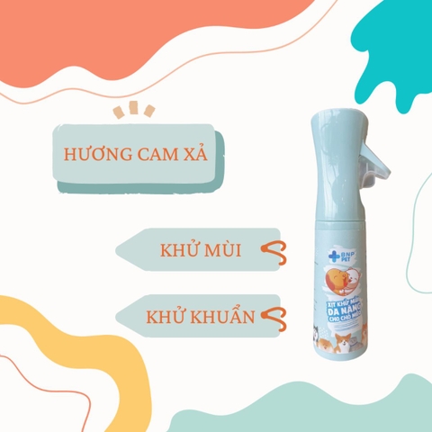 Chai Xịt BNP Giúp Khử Mùi Nước Tiểu, Khử Mùi Hôi Dành Cho Chó Mèo Hương Cam Xả Chai 300ml