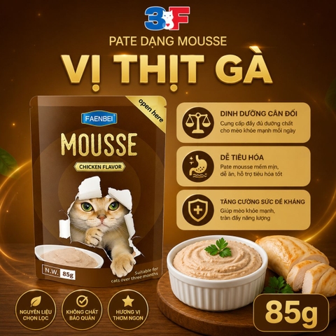 Pate Mousse Faenbei Cho Mèo 85g Cao Cấp - Thức Ăn Ướt Dễ Tiêu, Bổ Sung Taurine & Vitamin