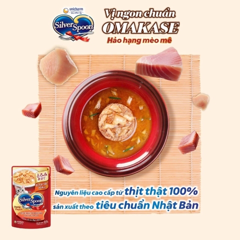 Pate Mèo Silver Spoon 60g – Thức Ăn Ướt Cho Mèo Dạng Sốt/Thạch Cá Ngừ, Gà, Cá Bào – 3FStore