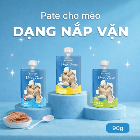 Pate Nắp Vặn Faenbei Cho Mèo 90g - Pate Mịn Dễ Ăn, Bổ Sung Taurine & FOS Hỗ Trợ Tiêu Hóa