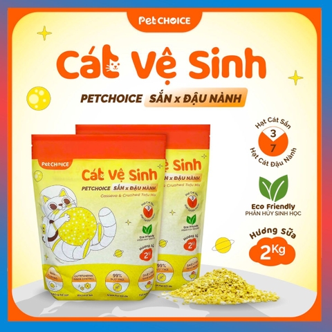 Cát Vệ Sinh Mèo Petchoice Sắn × Đậu Nành - 2kg |