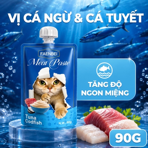 Pate Nắp Vặn Faenbei Cho Mèo 90g - Pate Mịn Dễ Ăn, Bổ Sung Taurine & FOS Hỗ Trợ Tiêu Hóa