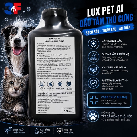 [Chính hãng] Dầu Tắm AMITAVET LUX PET AI 2IN1 Cho Chó Mèo–Sạch Khuẩn,Khử Mùi,Mềm Mượt Lông Thơm Lâu
