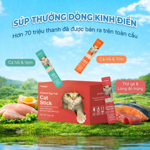 Súp Thưởng Faenbei Cho Mèo 15g Cat Stick Kinh Điển - Bổ Sung Taurine, Omega 3 & Vitamin