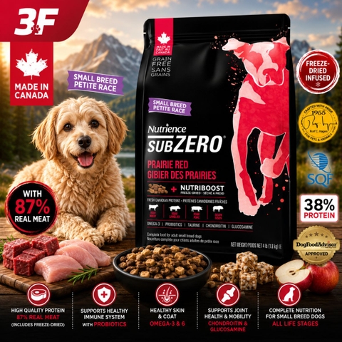 Hạt Nutrience SubZero Prairie Red Small Breed Cho Chó Giống Nhỏ - 38% Protein, Thịt Tươi Canada & Freeze Dried Raw