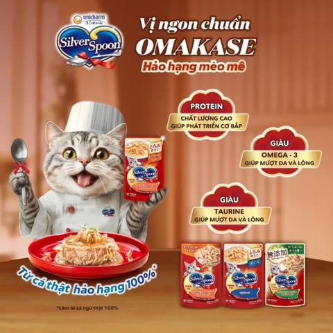 Pate Mèo Silver Spoon 60g – Thức Ăn Ướt Cho Mèo Dạng Sốt/Thạch Cá Ngừ, Gà, Cá Bào – 3FStore