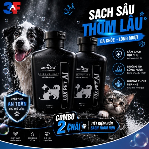[Chính hãng] Dầu Tắm AMITAVET LUX PET AI 2IN1 Cho Chó Mèo–Sạch Khuẩn,Khử Mùi,Mềm Mượt Lông Thơm Lâu