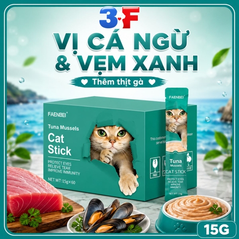 Súp Thưởng Faenbei Cho Mèo 15g Cat Stick Kinh Điển - Bổ Sung Taurine, Omega 3 & Vitamin
