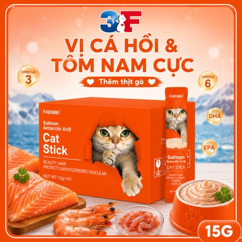 Súp Thưởng Faenbei Cho Mèo 15g Cat Stick Kinh Điển - Bổ Sung Taurine, Omega 3 & Vitamin
