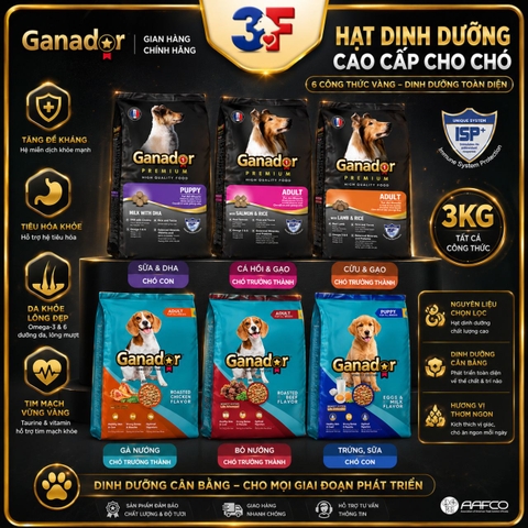 Thức Ăn Hạt Ganador Dành Cho Chó Bao 3kg | nguyên seal |