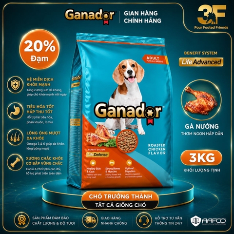 Thức Ăn Hạt Ganador Dành Cho Chó Bao 3kg | nguyên seal |