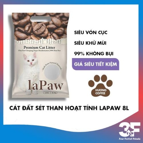 Cát Đất Sét Mix Than Hoạt Tính Cho Mèo Thương Hiệu Lapaw 8L