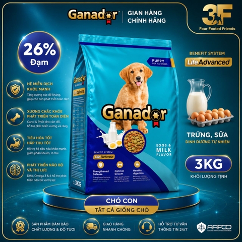 Thức Ăn Hạt Ganador Dành Cho Chó Bao 3kg | nguyên seal |