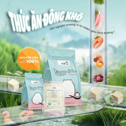 PetQ Gà Sấy Đông Khô Cho Chó Mèo – Thức Ăn Đông Khô Cao Cấp Gói Dùng Thử | 3FStore