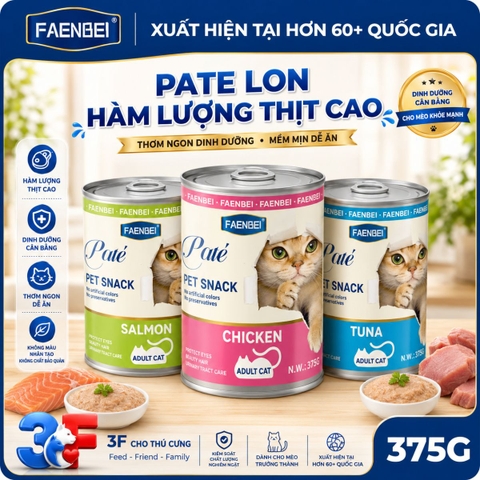 Pate Lon Faenbei Cho Mèo 375g Hàm Lượng Thịt Cao - Thức Ăn Ướt Mousse Giàu Đạm, Omega 3 & Taurine