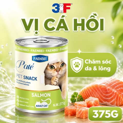 Pate Lon Faenbei Cho Mèo 375g Hàm Lượng Thịt Cao - Thức Ăn Ướt Mousse Giàu Đạm, Omega 3 & Taurine