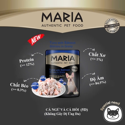 Pate Maria Cao Cấp Cho Chó Mèo Human Grade Thái Lan 70g - Grain Free Không Ngũ Cốc, Hỗ Trợ Tiêu Hóa & Da Lông