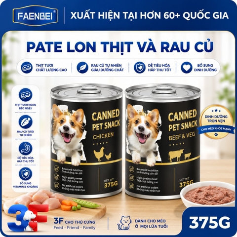 Pate Lon Faenbei Cho Chó 375g Thịt & Rau Củ Cao Cấp - Thức Ăn Ướt Dễ Tiêu, Giàu Đạm & Vitamin