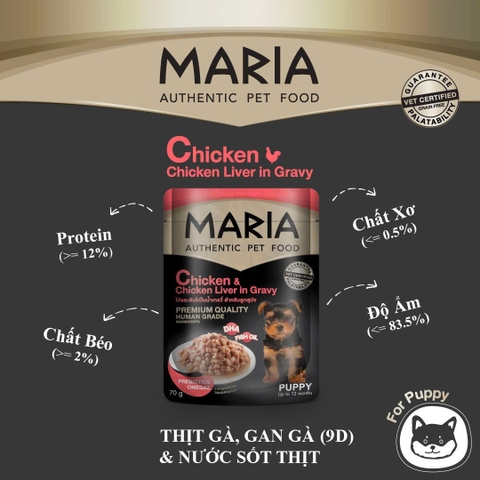 Pate Maria Cao Cấp Cho Chó Mèo Human Grade Thái Lan 70g - Grain Free Không Ngũ Cốc, Hỗ Trợ Tiêu Hóa & Da Lông