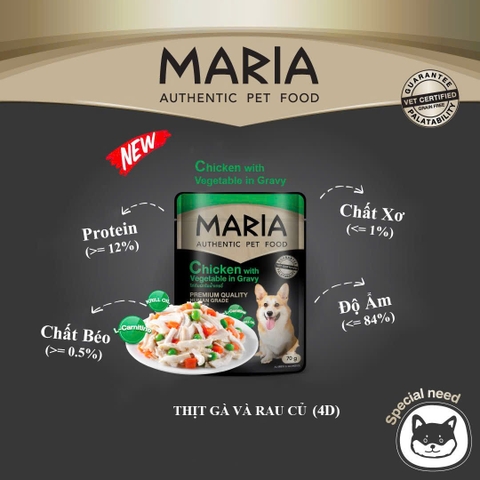 Pate Maria Cao Cấp Cho Chó Mèo Human Grade Thái Lan 70g - Grain Free Không Ngũ Cốc, Hỗ Trợ Tiêu Hóa & Da Lông