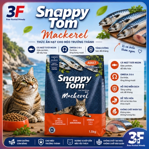 Thức Ăn Hạt Cho Mèo Snappy Tom - Bao 1,5 Kg |