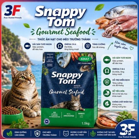 Thức Ăn Hạt Cho Mèo Snappy Tom - Bao 1,5 Kg |
