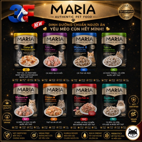 Pate Maria Cho Mèo Cao Cấp 70g Human Grade Nhập Khẩu Thái Lan - Grain Free, Hỗ Trợ Tiêu Hóa & Da Lông