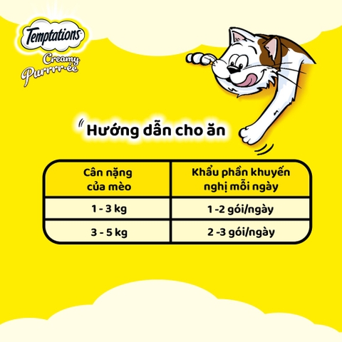 Temptations Creamy Purrrr-Ée - Súp Thưởng Cho Mèo Lớn Vị Nhiều Vị Gói 48G