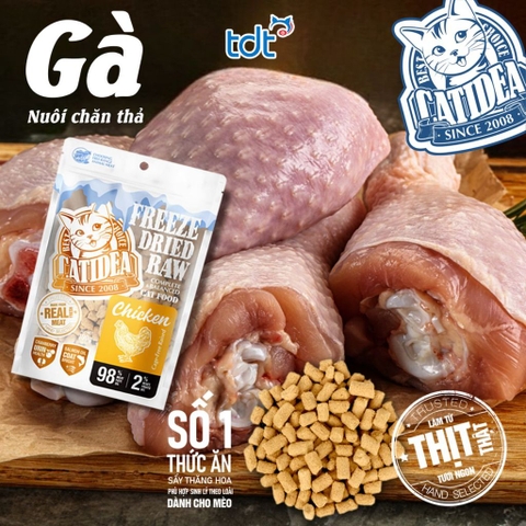 👉 Thức Ăn Mèo Sấy Thăng Hoa Catidea Freeze Dried Raw 4 Vị – Thịt Tươi 98% Protein Cao | 3FStore