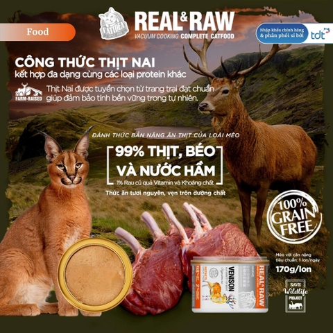 [Thịt Thật] Pate Cho Mèo Catidea Real & Raw 170g Thịt Tươi Protein 50% Giàu Dinh Dưỡng Cao Cấp