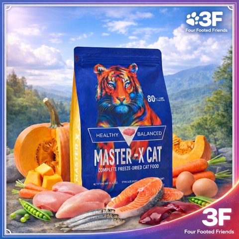 Thức ăn cho mèo MASTER–XCAT mới 1kg Công thức 3 loại thịt sấy: Thịt gà, thịt xương, tôm krill