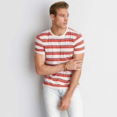 Áo thun kẻ unisex AE (có big), hàng xuất xịn