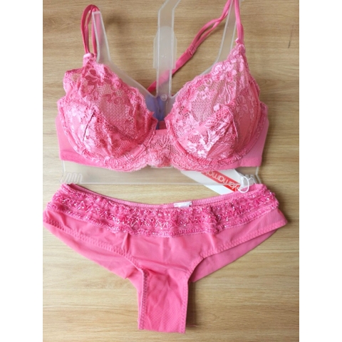 Set áo ngực ren hồng , hàng xuất xịn