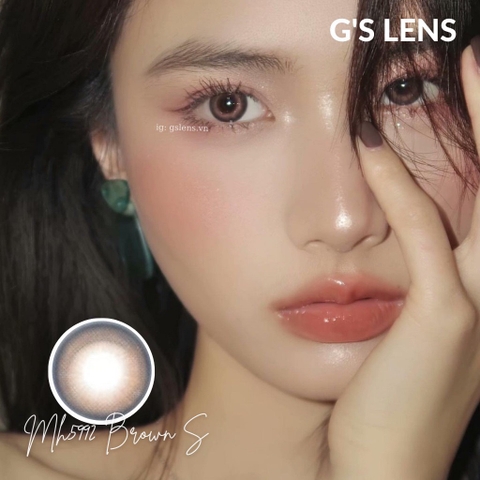 Lens Mắt Kính Áp Tròng Nâu Xanh Siêu Xinh Giãn Nhẹ Size S 14.2mm Có 0 Đến 6 Độ Cận MH5992 Brown G'S LENS