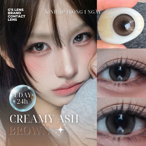 Kính áp tròng 1 ngày CREAMY ASH BROWN tự nhiên giãn tròng nhỏ GTRENDY - Reaclcon Color 50